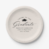Elegante Script Cream Cheers to the Graduate Pappteller (Vorderseite)