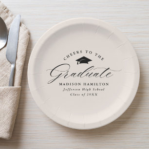 Elegante Script Cream Cheers to the Graduate Pappteller