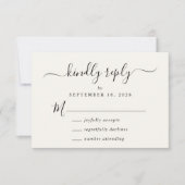 Elegante Script Cream Wedding RSVP Karte (Vorderseite)