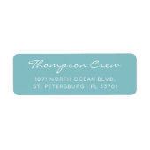 Elegante Script-Crew Name Aqua Blue Rücksendeadres (Vorne)