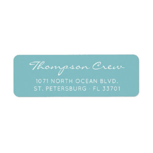 Elegante Script-Crew Name Aqua Blue Rücksendeadres