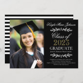 Elegante Script Custom Colors Abschluss Foto Card Ankündigung (Vorne/Hinten)