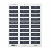 Elegante Script Dark Blue Wedding Rücksendeadresse (Vorne)