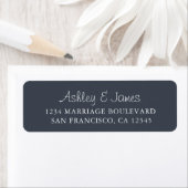 Elegante Script Dark Blue Wedding Rücksendeadresse (Insitu)