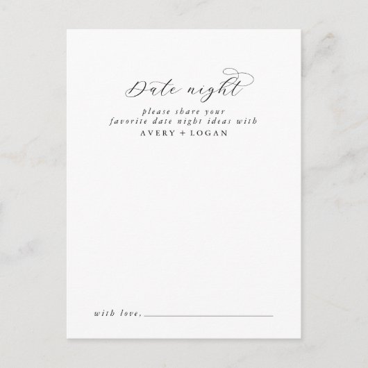 Elegante Script Date Night Advice Card Hinweiskarte (Vorderseite)