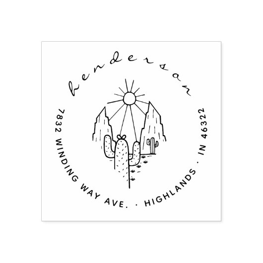 Elegante Script Desert Cactus Rücksendeadresse Gummistempel (Prägung)