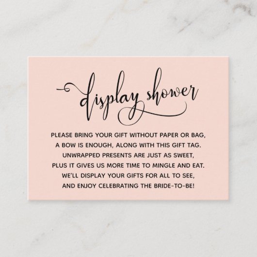 Elegante Script Display Brautparty Blush Tag Begleitkarte (Vorderseite)