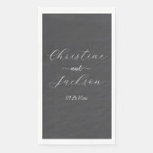 Elegante Script dunkelgraue Hochzeit Serviette (Vorderseite)