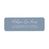 Elegante Script Dusty Blue Wedding Rücksendeadress (Vorne)