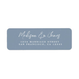 Elegante Script Dusty Blue Wedding Rücksendeadress