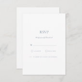 Elegante Script Dusty Blue & White RSVP Card (Vorne/Hinten)