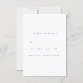 Elegante Script Dusty Blue & White RSVP Card Karte