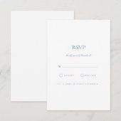 Elegante Script Dusty Blue & White RSVP Card Karte (Vorne/Hinten)