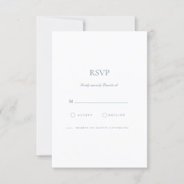 Elegante Script Dusty Blue & White RSVP Card Karte