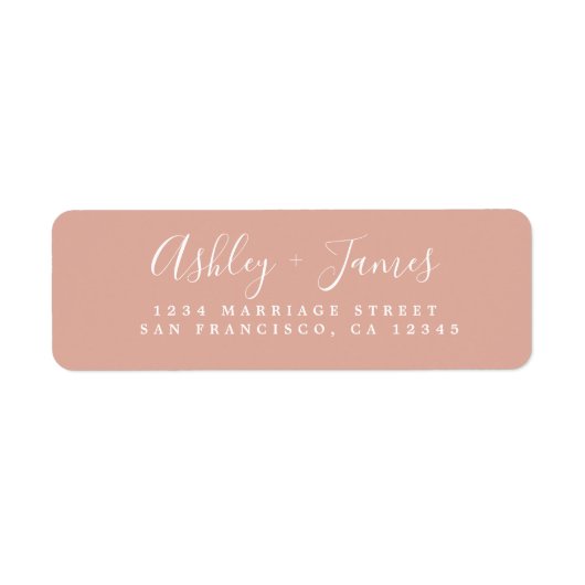 Elegante Script Dusty Pink Wedding Rücksendeadress (Vorne)