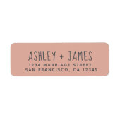Elegante Script Dusty Pink Wedding Rücksendeadress (Vorne)