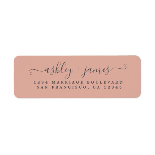 Elegante Script Dusty Pink Wedding Rücksendeadress (Vorne)