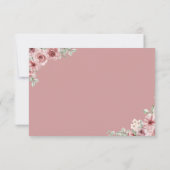 Elegante Script Dusty Rose Floral Wedding RSVP Karte (Rückseite)
