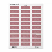 Elegante Script Dusty Rose Wedding Rücksendeadress (Vorne)
