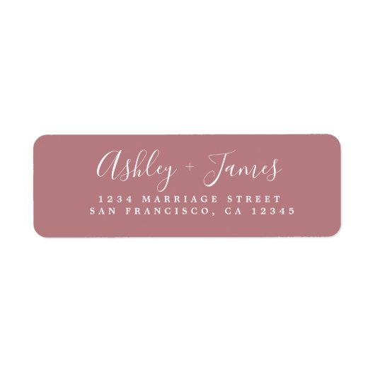 Elegante Script Dusty Rose Wedding Rücksendeadress (Vorne)