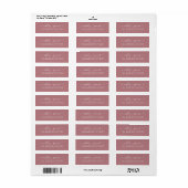 Elegante Script Dusty Rose Wedding Rücksendeadress (Vorne)