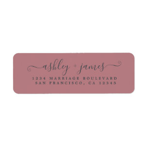 Elegante Script Dusty Rose Wedding Rücksendeadress