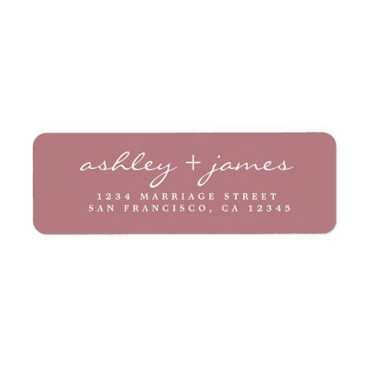 Elegante Script Dusty Rose Wedding Rücksendeadress (Vorne)