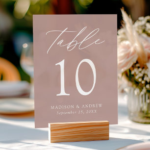 Elegante Script Dusty Rose Wedding Tischnummer Acrylschild