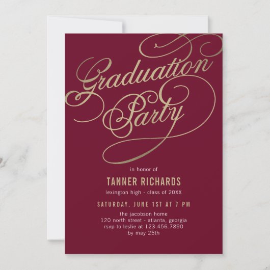 Elegante Script EDITABLE COLOR Abschluss Card Einladung (Vorderseite)