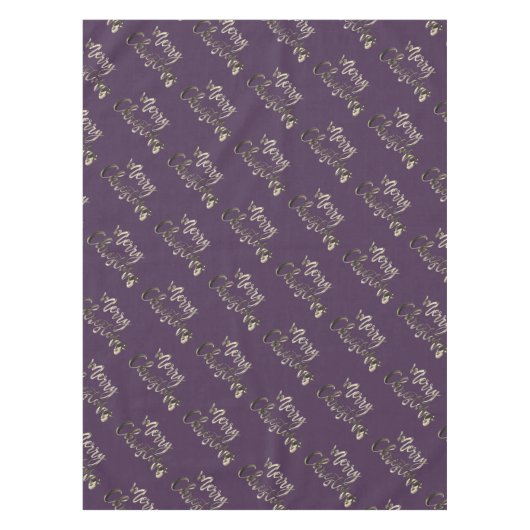 Elegante Script Eggplant Eggplant Frohe Weihnachte Tischdecke (Vorderseite)