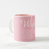 Elegante Script-Ehefrau Definition Girly Pink Fun Zweifarbige Tasse (Vorderseite Links)