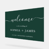 Elegante Script Emerald Green Minimalistisch Weddi Acrylschild (Winkel)