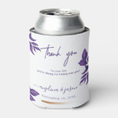 Elegante Script Emerald Lila Eucalyptus Wedding Dosenkühler (Kanne Vorderseite)