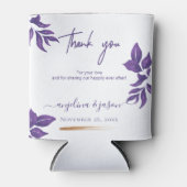 Elegante Script Emerald Lila Eucalyptus Wedding Dosenkühler (Vorderseite)