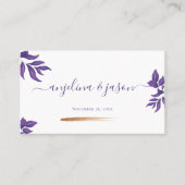 Elegante Script Emerald Lila Eucalyptus Wedding Platzkarte (Vorderseite)