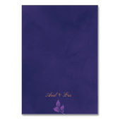 Elegante Script Emerald Lila und Gold Wedding Tischnummer (Rückseite)