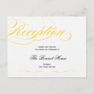 Elegante Script Empfang Card - Gelb Begleitkarte