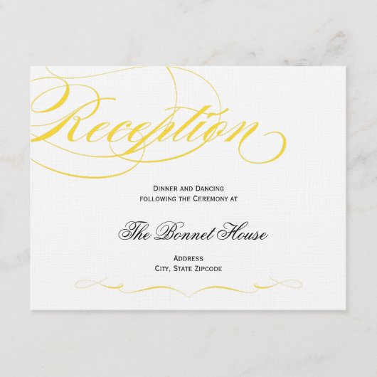 Elegante Script Empfang Card - Gelb Begleitkarte (Vorderseite)