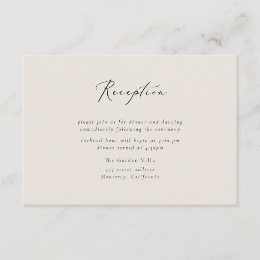 Elegante Script-Empfang-Einsteckkarte Begleitkarte (Vorderseite)