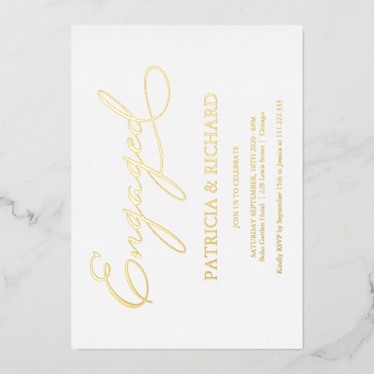 Elegante Script-Engagement-Partei Folieneinladung (Vorderseite)