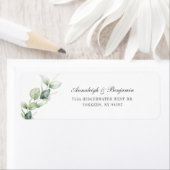 Elegante Script Eucalyptus Wedding Rücksendeadress (Insitu)
