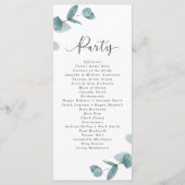Elegante Script Eucalyptus Wedding Zeremony Programm (Rückseite)