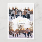 Elegante Script Familie Weihnachts FotoCollage Feiertagspostkarte (Vorderseite)