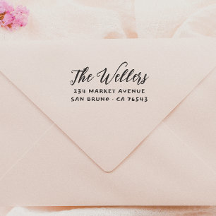Elegante Script-Familienname und Typografie-Adress Gummistempel