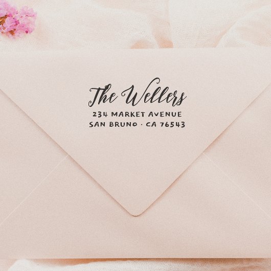 Elegante Script-Familienname und Typografie-Adress Gummistempel