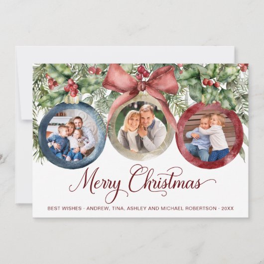 Elegante Script Family 3 Foto Weihnachten Wasserfa (Vorderseite)