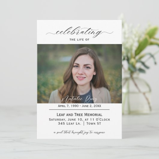 Elegante Script Feier zum Leben Einladung (Stehend Vorderseite)