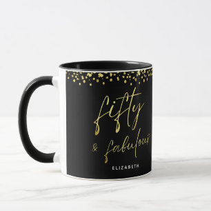Elegante Script Fifty und fabelhafte Geburtstagsge Tasse