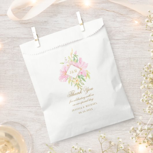 Elegante Script Floral Monogram Wedding Vielen Dan Geschenktütchen (Ausgeschnitten)