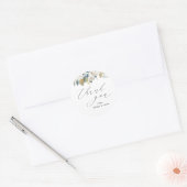 Elegante Script Floral Wedding Vielen Dank Runder Aufkleber (Umschlag)